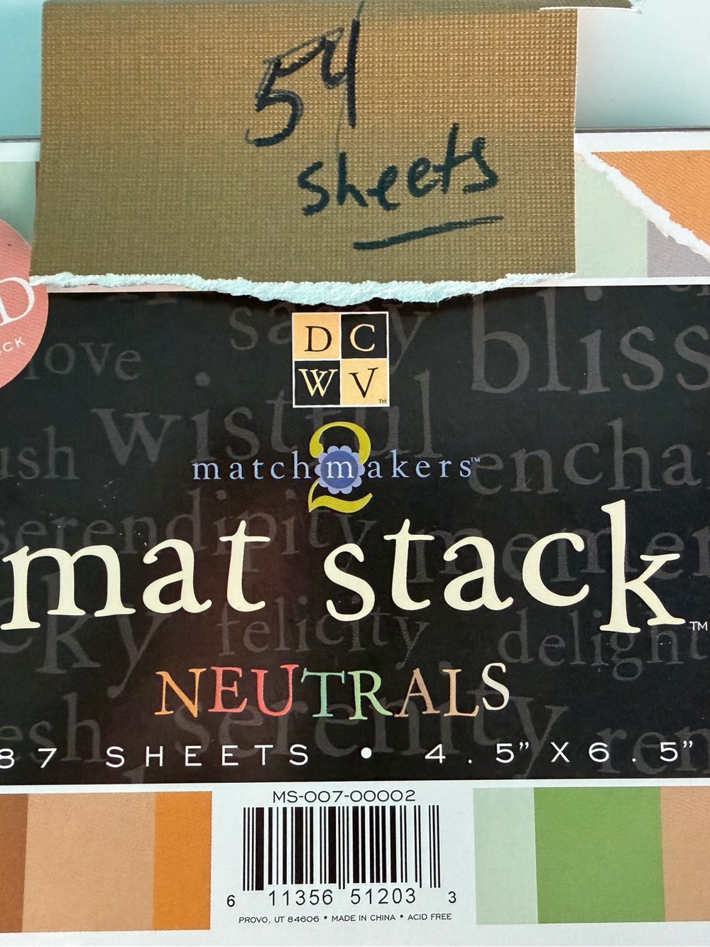 DCWV Mat Stack NEUTRALS Textured Matte Cardstock 4.5" x 6.5" 54 Sheets